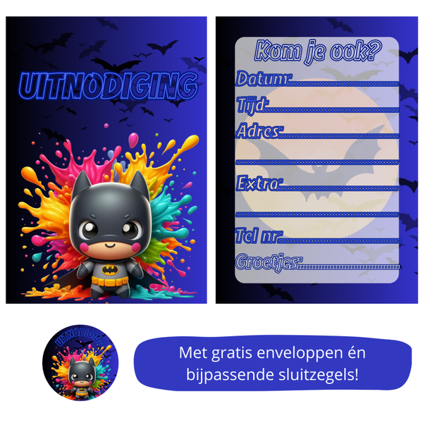 Batman uitnodiging kinderfeestje blue