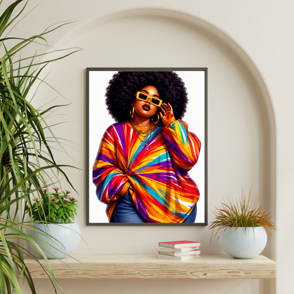 Rainbow Queen Poster A3 – Moderne Kleurrijke Fashion Illustratie