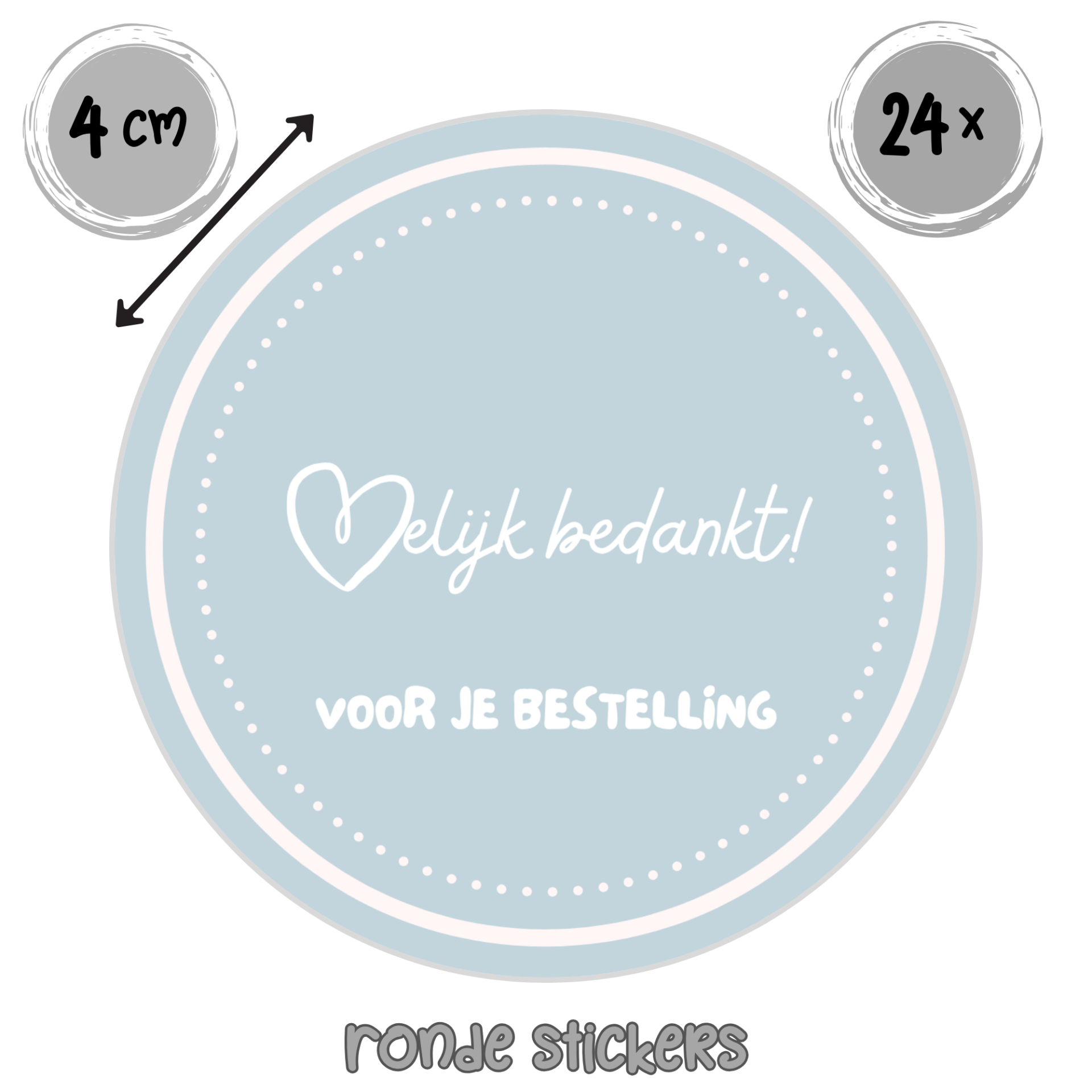 Bedankt voor je bestelling Stickers – Set van 24 – Ronde blauw/groene stickers (4 cm)