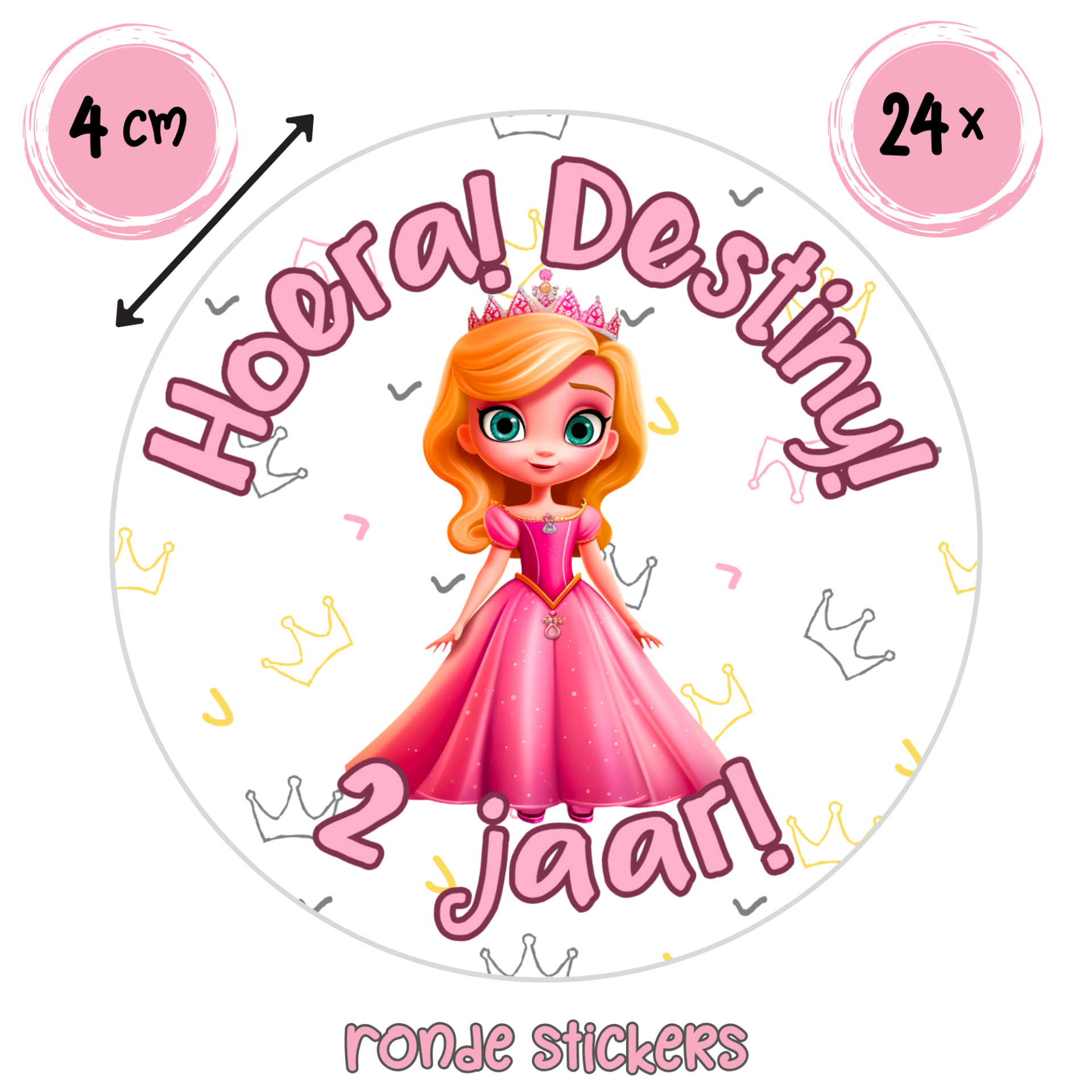 Traktatiesticker Gepersonaliseerd - Disney Prinses Doornroosje - 24 stuks