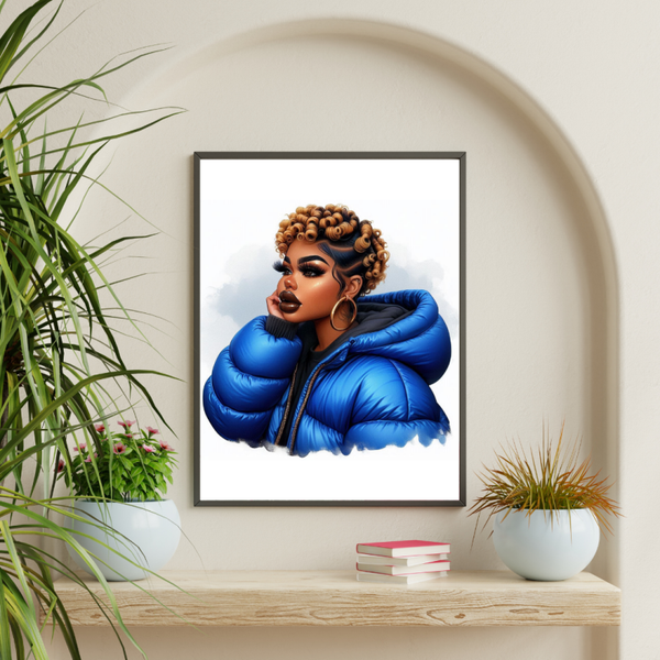 Sapphire Style Poster A3 – Moderne Blauwe Fashion Wall Art voor een Stijlvol Interieur