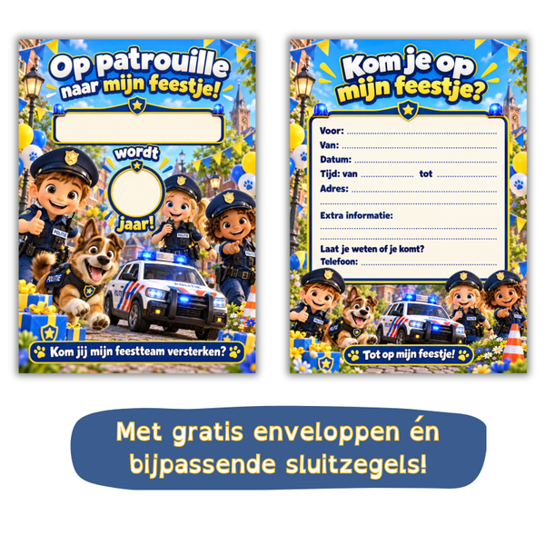 Uitnodiging politiefeestje – met naam en leeftijd