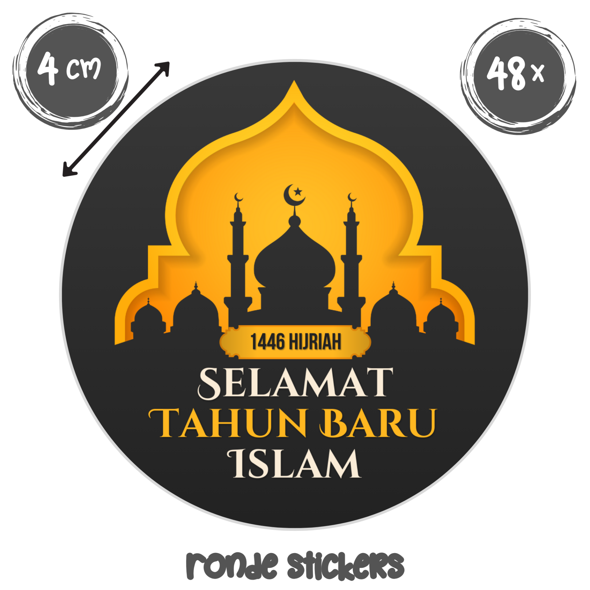 Selamat Tahun Baru Islam Stickers – 48 Ronde 4 cm
