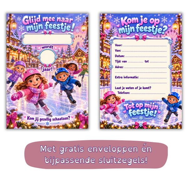 Uitnodiging schaatsfeestje – met naam en leeftijd