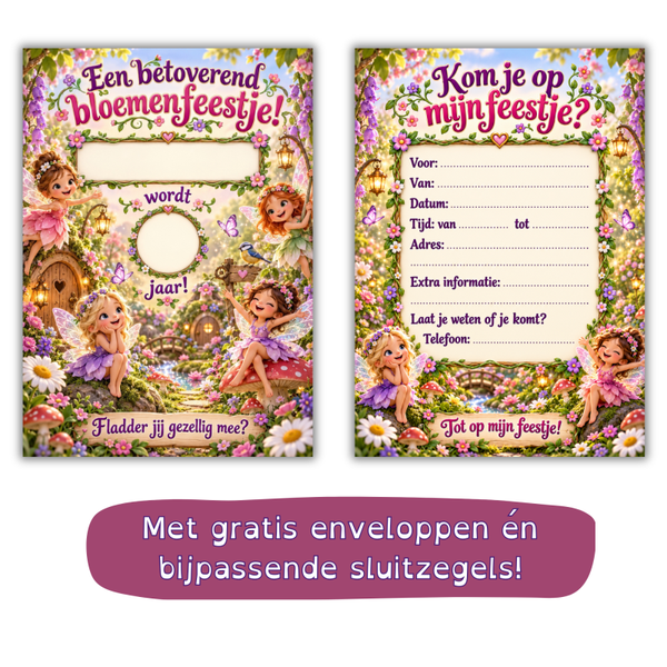 Uitnodiging feeënfeestje – met naam en leeftijd