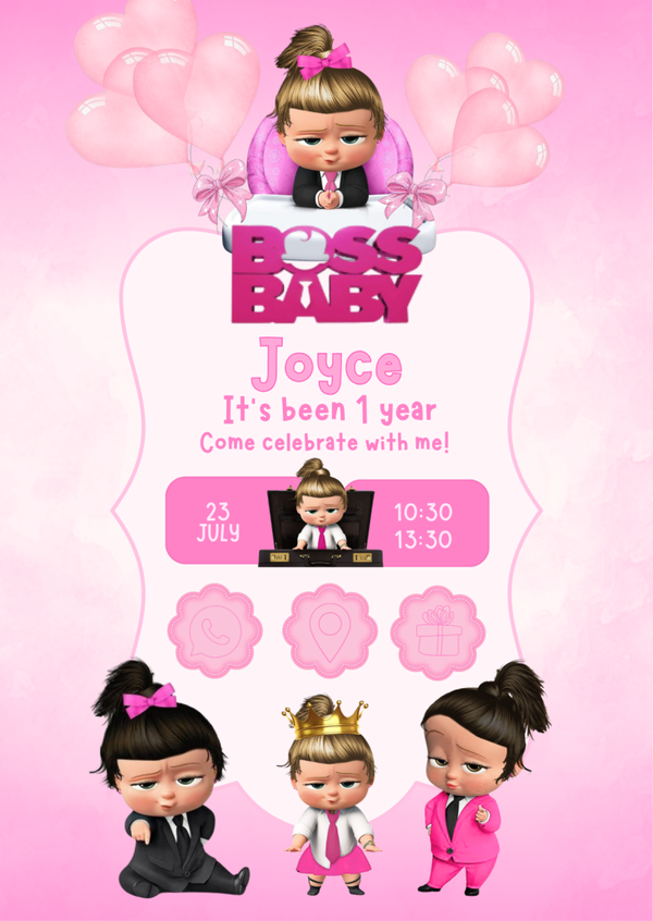 Boss Baby Meisje Uitnodiging – Gepersonaliseerd | Blonde Beauty