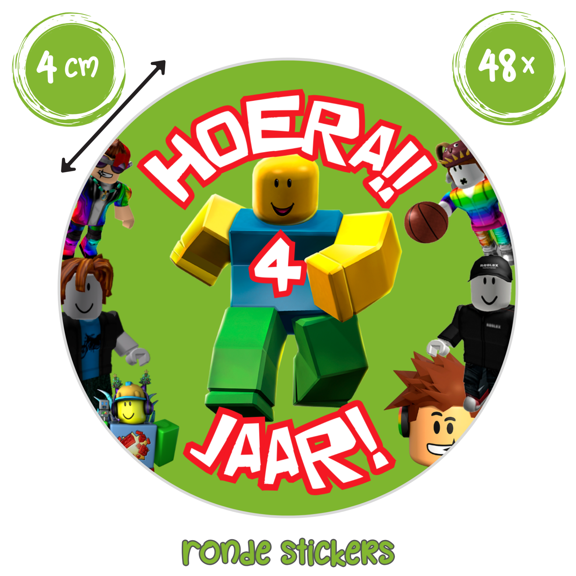 Roblox traktatie stickers 4 t/m 11 jaar – 48 stuks verjaardag stickers