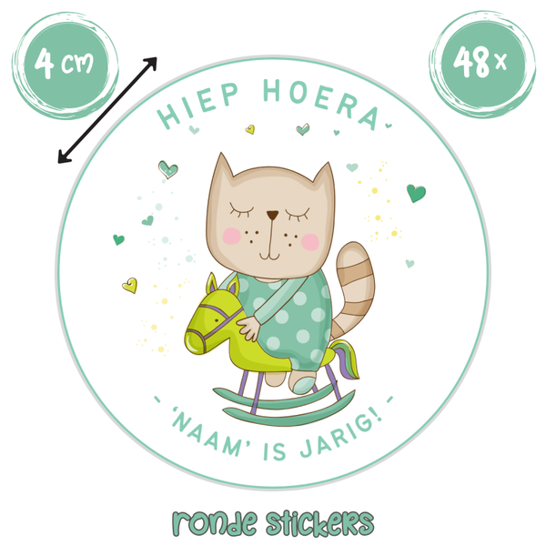 Beertje Traktatie Stickers – Naam is Jarig | 48 stuks