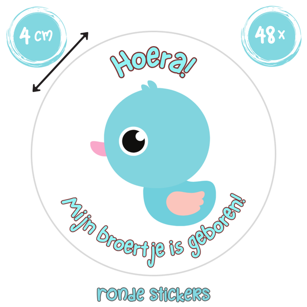 Geboorte Stickers Jongen – Hoera Mijn Broertje is Geboren | 48 stuks