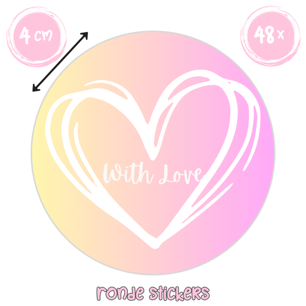 Zomaar & Bedankt Stickers – With Love | 48 stuks