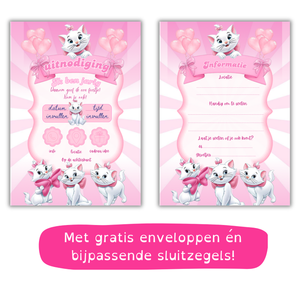 Aristocats Uitnodiging Kinderfeestje – Inclusief Gratis Envelop & Sluitsticker