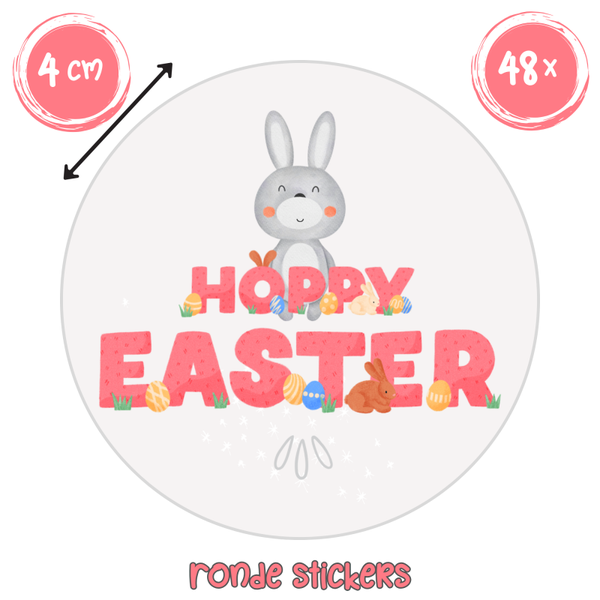 Paasstickers – Hoppy Easter | Set van 48
