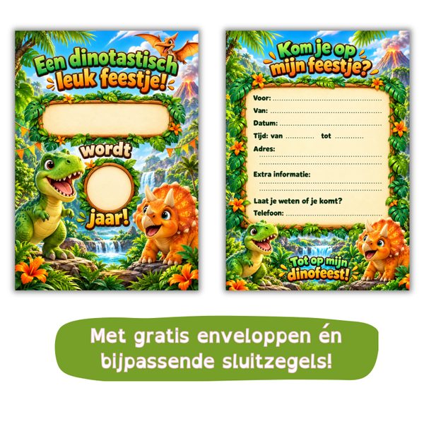 Uitnodiging dinofeestje – met naam en leeftijd