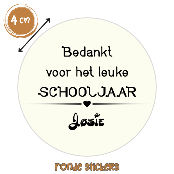 Bedankt voor het leuke schooljaar stickers – gepersonaliseerd met naam – 24 stuks