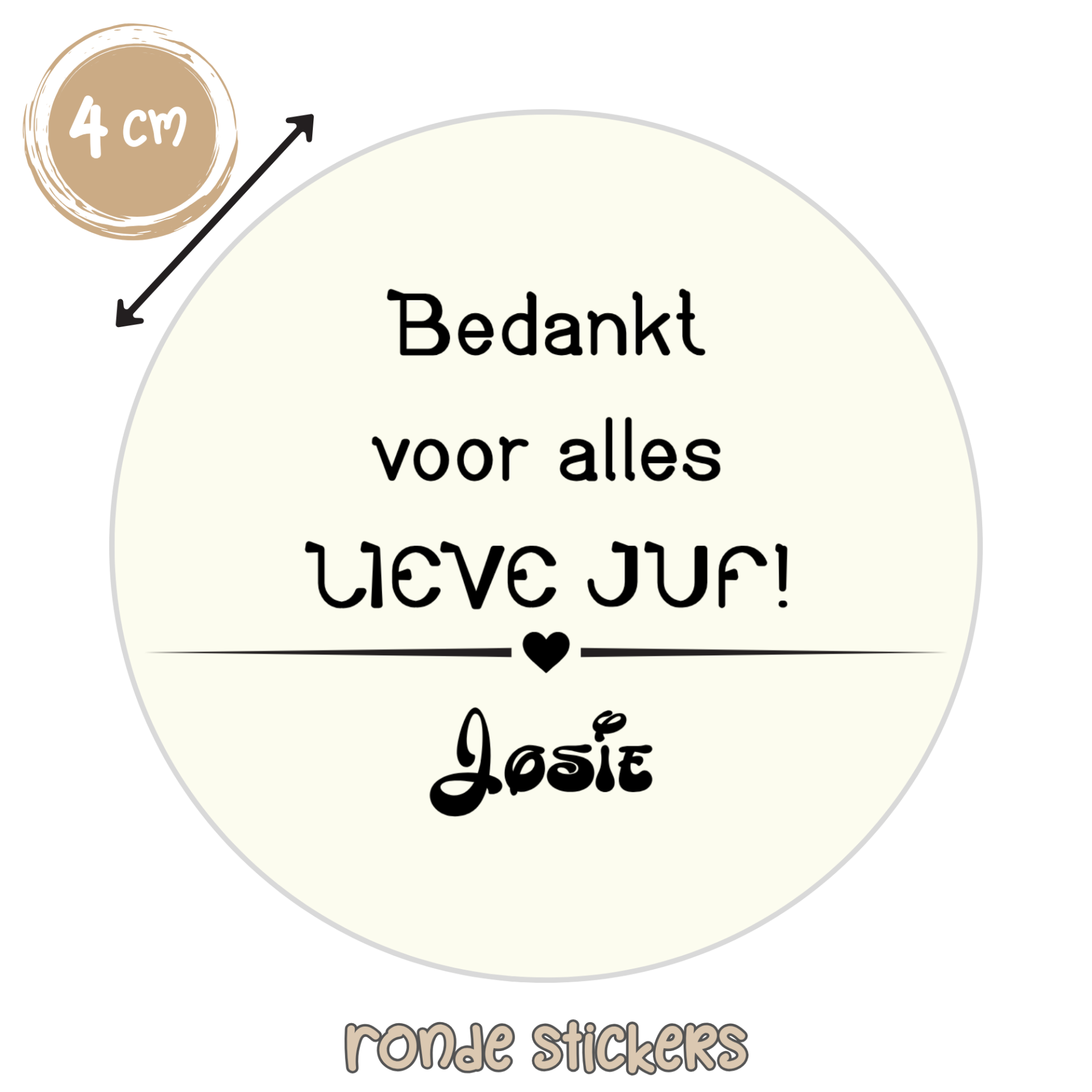 Bedankt voor alles lieve juf/meester stickers – met naam – 24 stuks