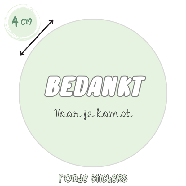 Bedankt voor je komst stickers – 48 stuks – keuze uit 4 kleuren