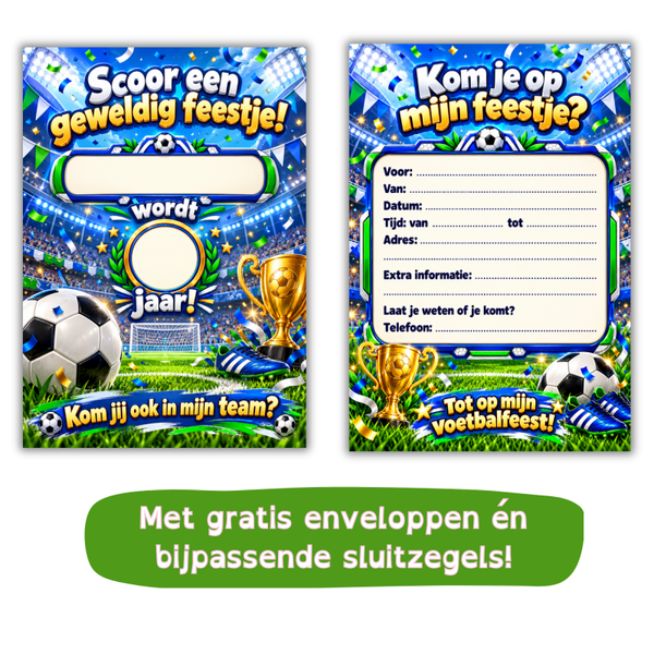 Uitnodiging voetbalfeestje – met naam en leeftijd