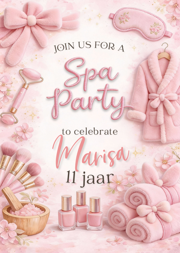 Spa feestje uitnodiging met naam | Beauty Party | CreYAYtions