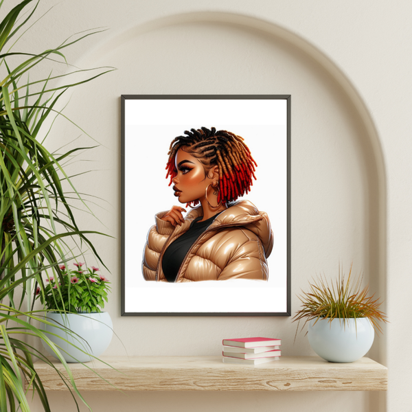 Sunset Locs Poster A3 – Urban Beauty Wall Art met Warme Kleuren