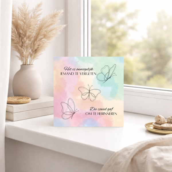 Condoleancekaart Vlinder – Herinneringen Blijven