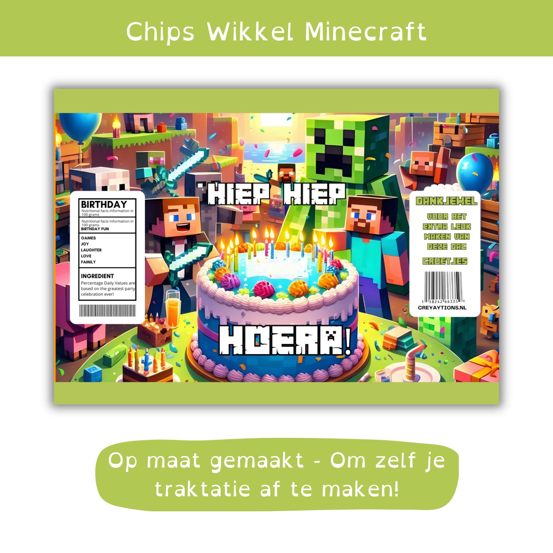 Minecraft Traktatie Chipswikkels – DIY Minecraft feestje