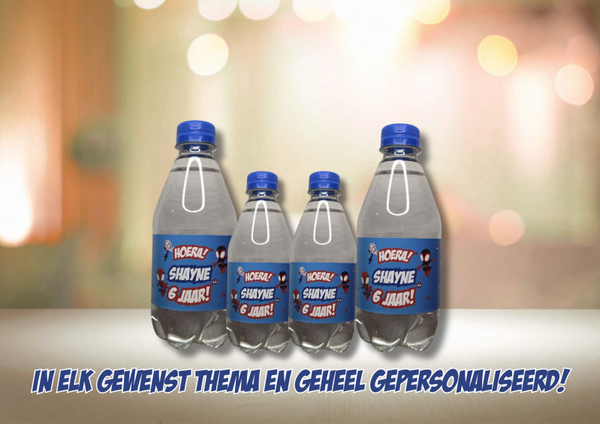 Waterflesjes met naam – gepersonaliseerd in jouw thema | 10 stuks