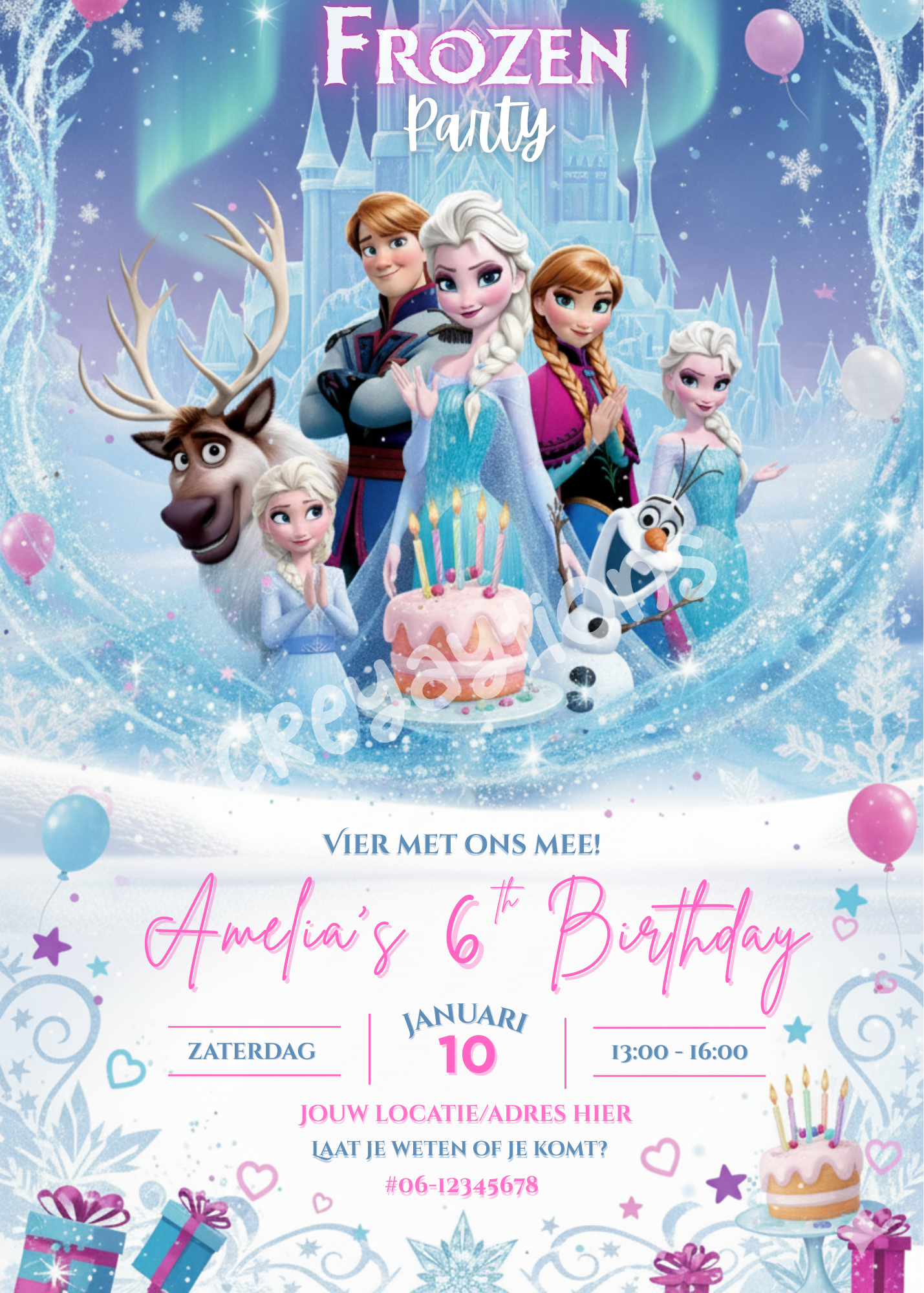 ❄️ Gepersonaliseerde Frozen uitnodiging – klaar voor een ijskoud mooi feestje