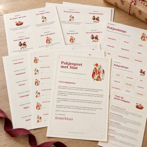 Sinterklaaspakket Pakjespret met Sint - speurtocht, bingo en spelletjes