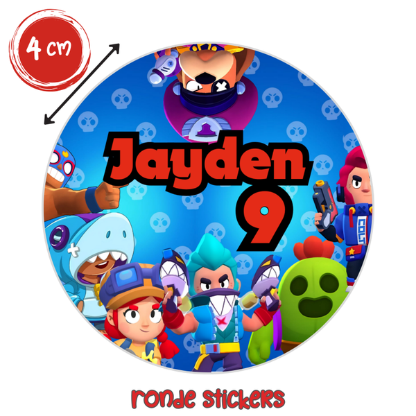 Brawl Stars Stickers voor Traktaties | Gepersonaliseerd met Naam & Leeftijd