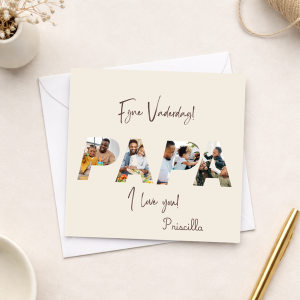 Gepersonaliseerde Vaderdagkaart met Foto's – Papa in Fotoletters