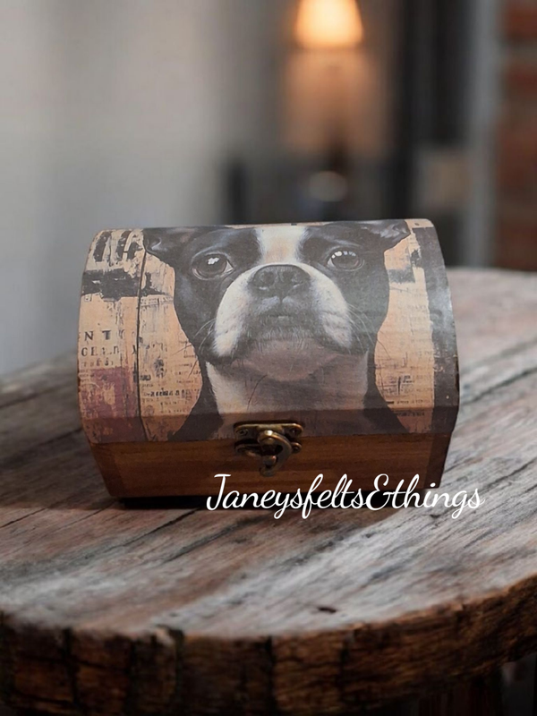 Decoupaged Rustic trinket chest