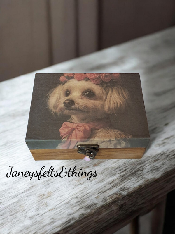 Decoupaged Rustic trinket chest