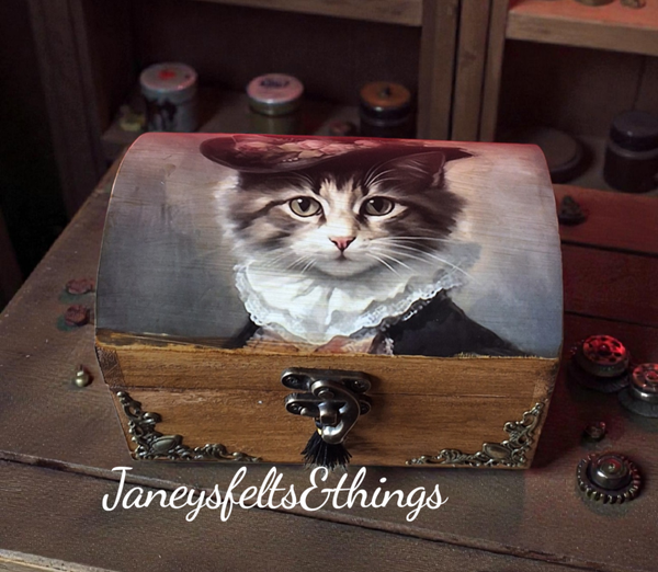 decoupaged rustic trinket chest