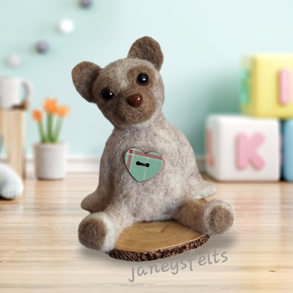 Needle felted teddy bear
