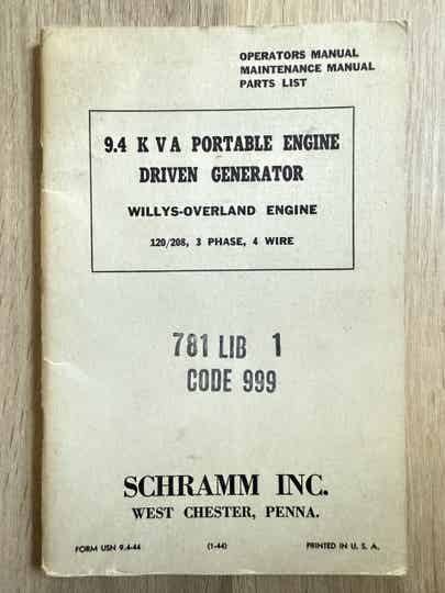 Form USN 9.4-44 9.4 KVA Portable engine