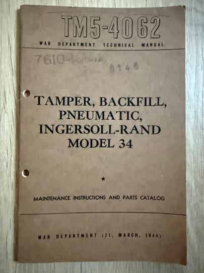 TM5-4062 Tamper Backfill Ingersoll-Tand model 34