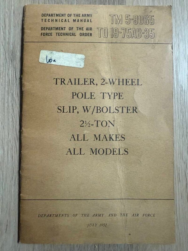 TM5-9065 Trailer Pole Type Slip w/bolster 2½ ton