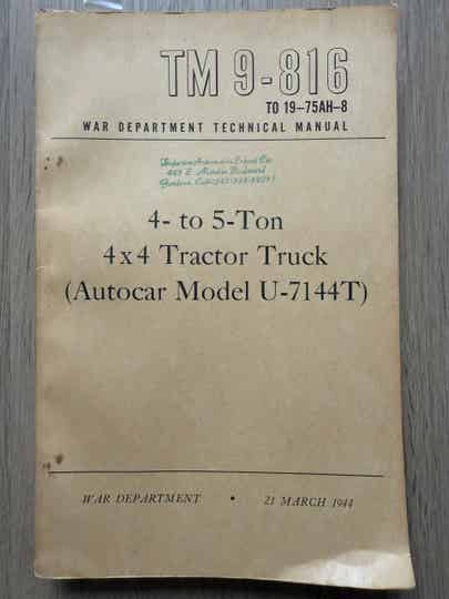 TM9-816 Autocar model U-7144T