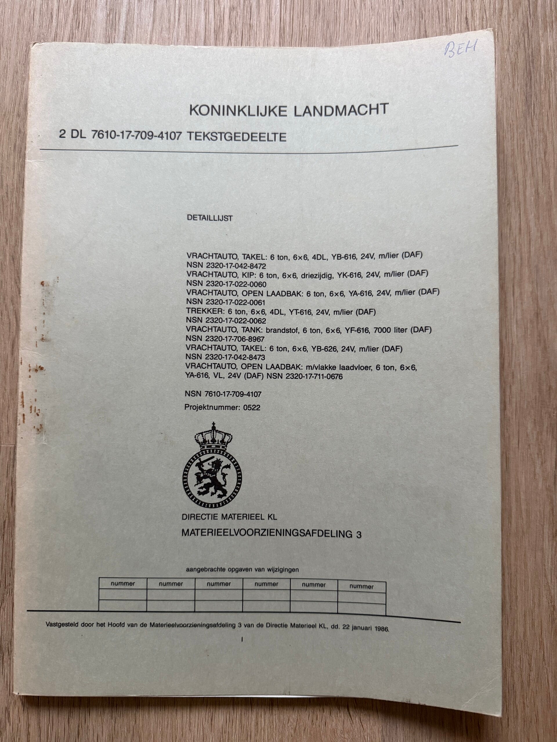 2 DL 7610-17-709-4107 DAF YA, YB, YT-616  etc