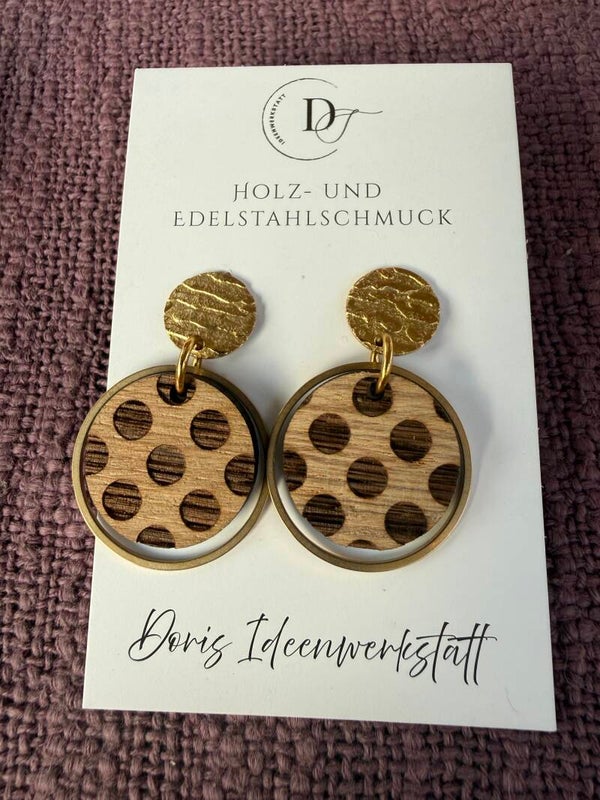 Crazy– Vollholz-Ohrringe mit Edelstahlring