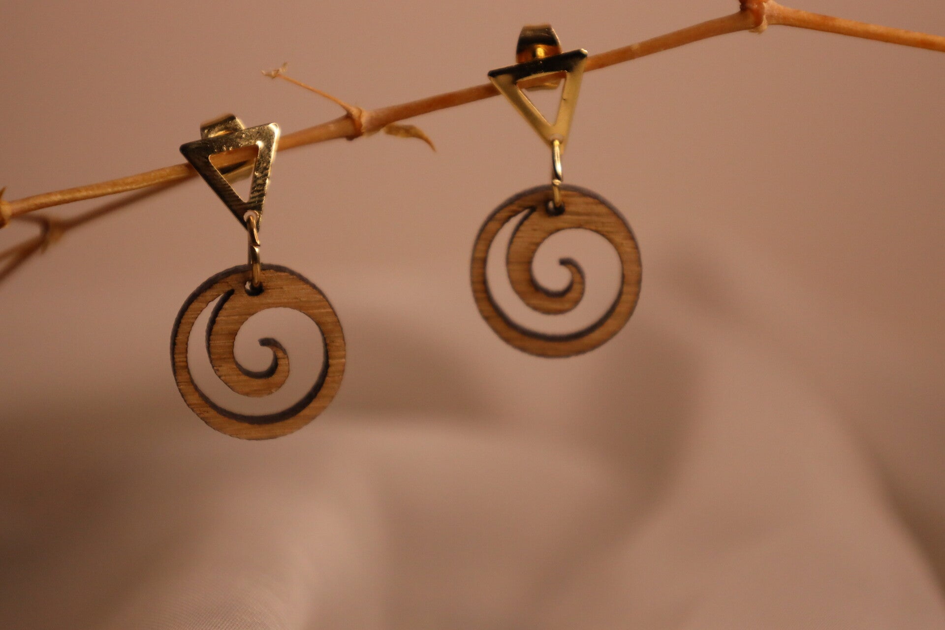 Aveline – Vollholz-Ohrringe mit Spirale