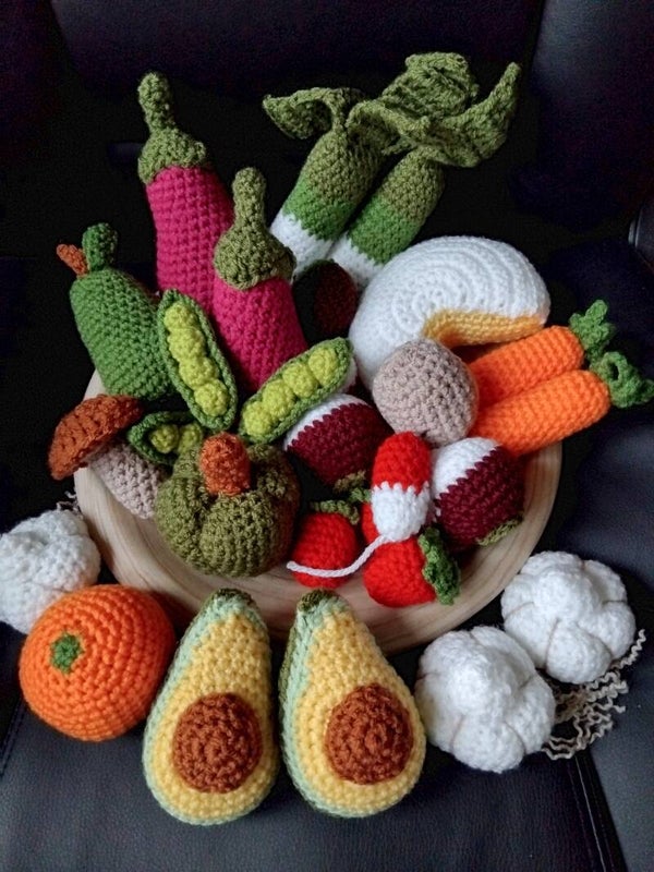 Lot de dinette fruits et légumes crochet