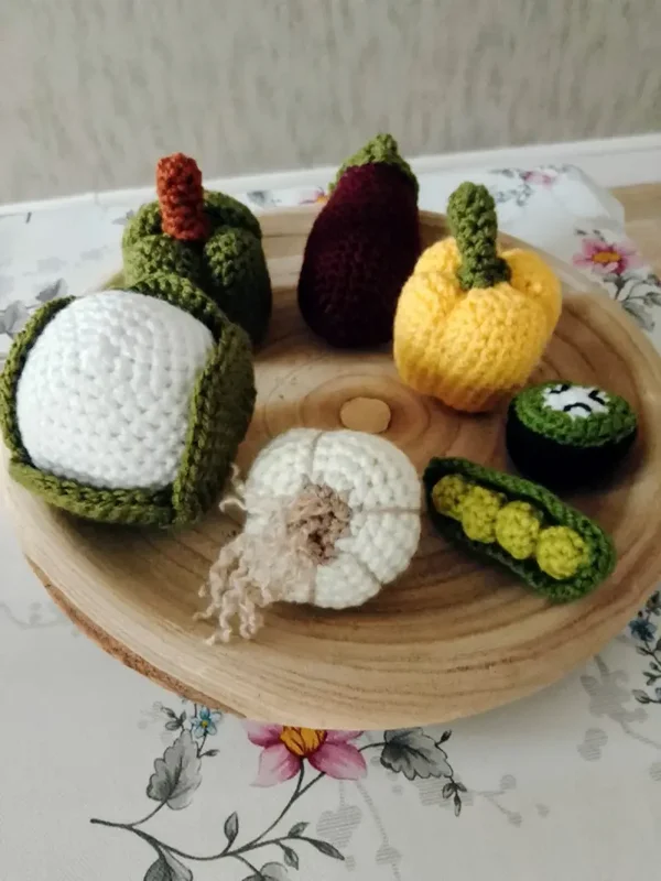 Dinette fruits et légumes au crochet
