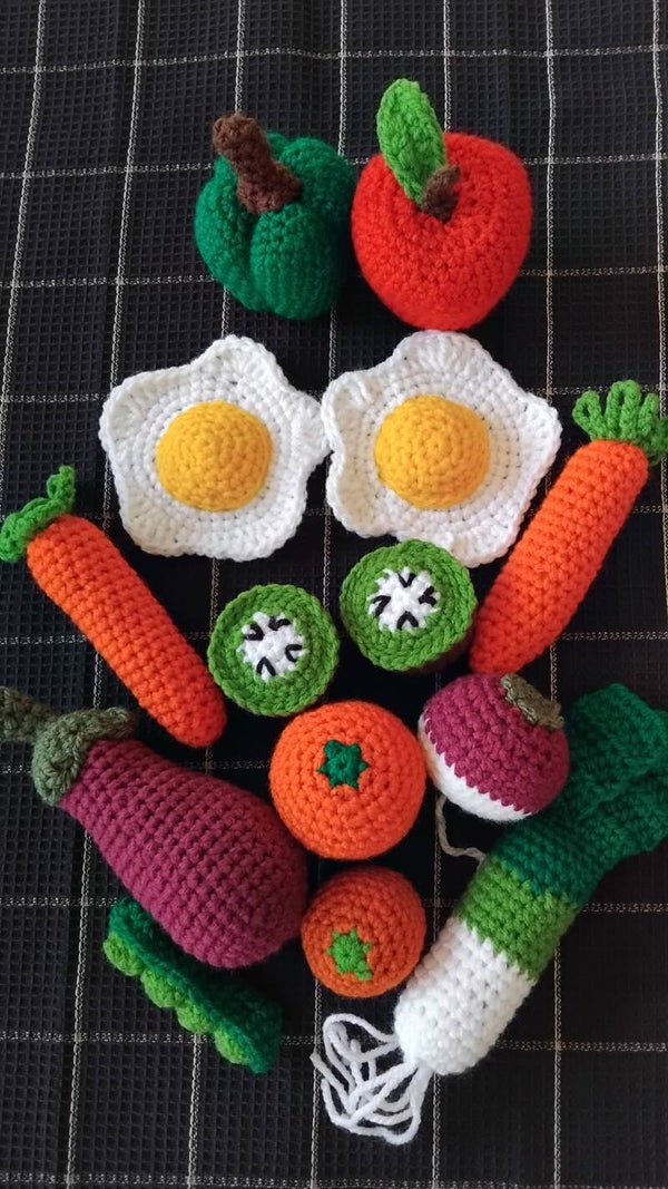 Lot de dinette fruits et légumes crochet