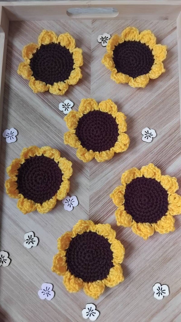 Lot de 6 sous verre tournesol