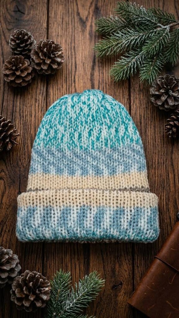 Bonnet Nordique réversible au tricot – Bonnet chaud fait main