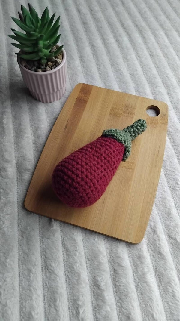 Aubergine au Crochet – Dinette Enfant 🍆