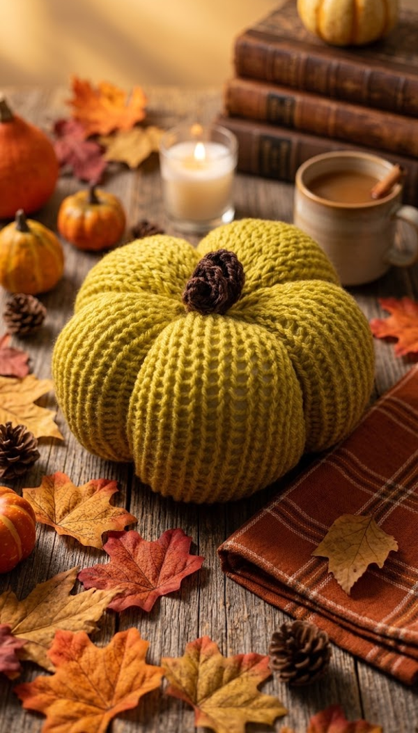 Citrouille  tricotée – Décoration d’automne fait main