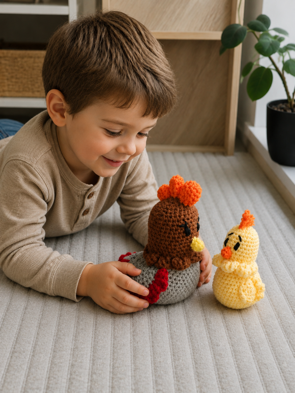 🐔 Poule et son Poussin au Crochet – Duo Amigurumi Fait Main