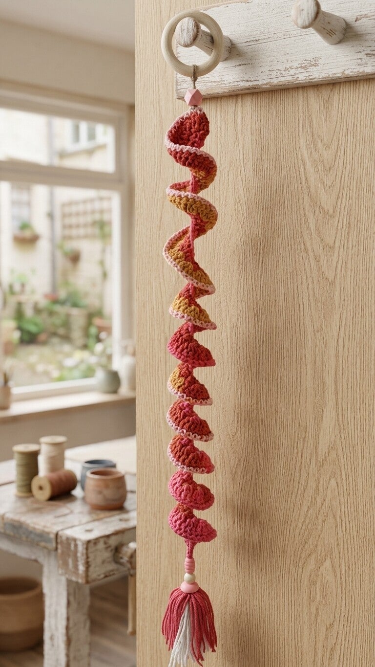 Spirale à Vent en Crochet Artisanale (73 cm) – Décoration Suspendue Colorée & Moulin à vent